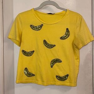 Zara banana sequin tshirt